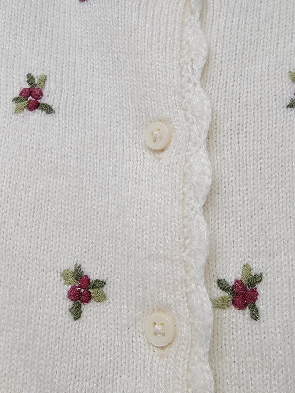 VTG Gymboree Kids Ivory Rabbit Hair Rose Floral Knit Cardigan Sweater Girls 2T